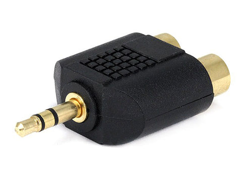 3.5mm Stereo Plug to 2 RCA Jack Splitter Adaptor - Gold Plated - RetroFixes